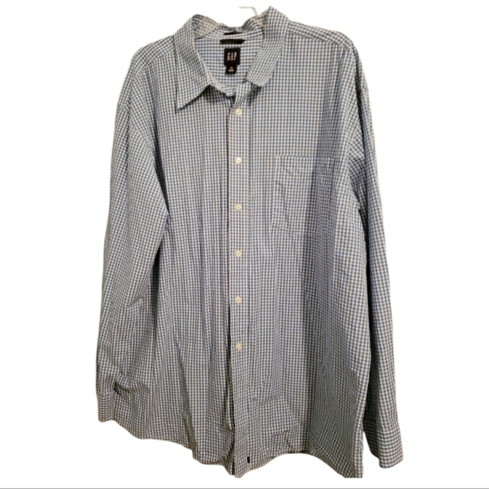 GAP Gingham Plaid Blue White Long Sleeve Shirt